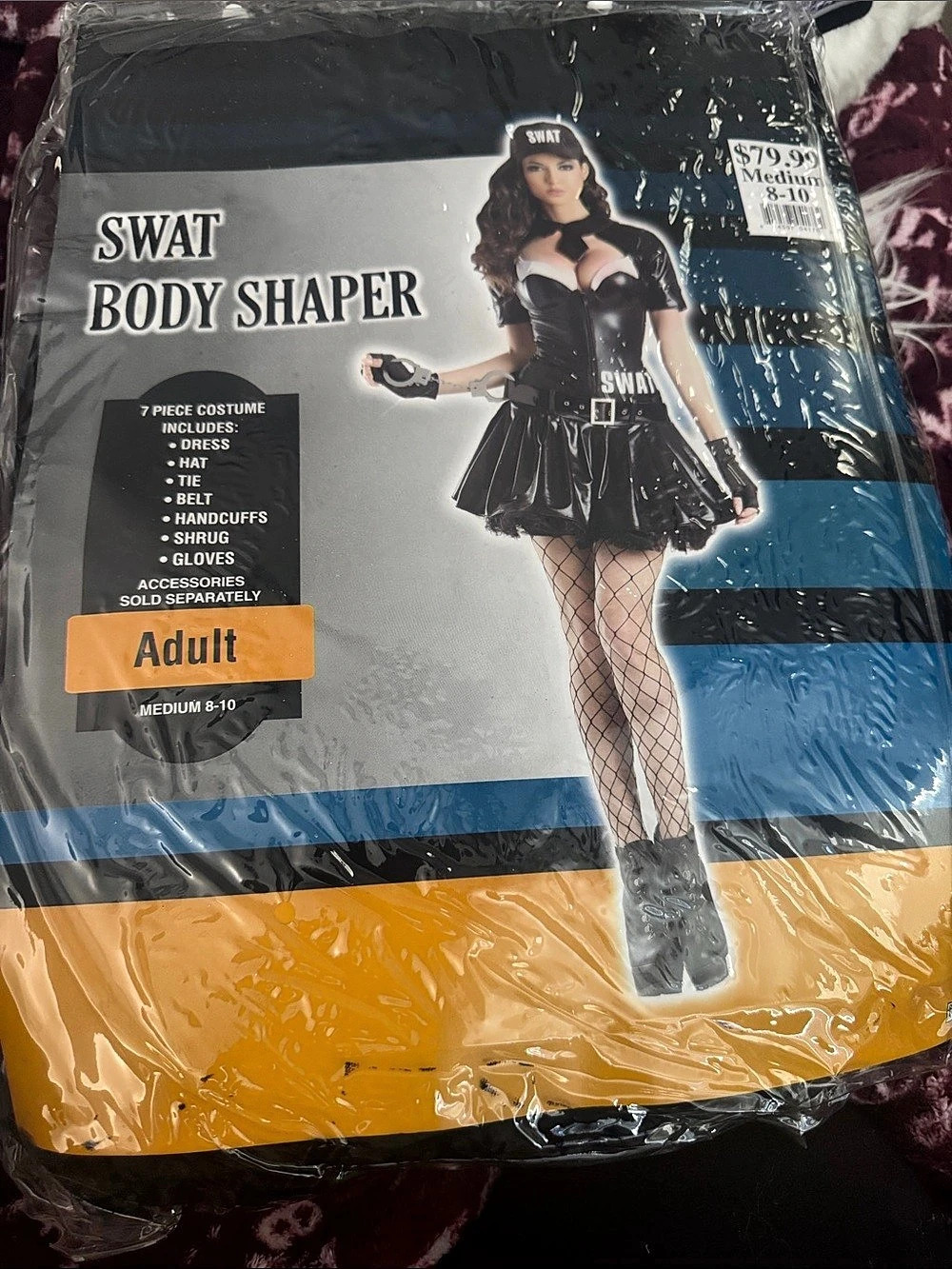 SWAT Body Shaper Costume in Black & Blue Size Medium